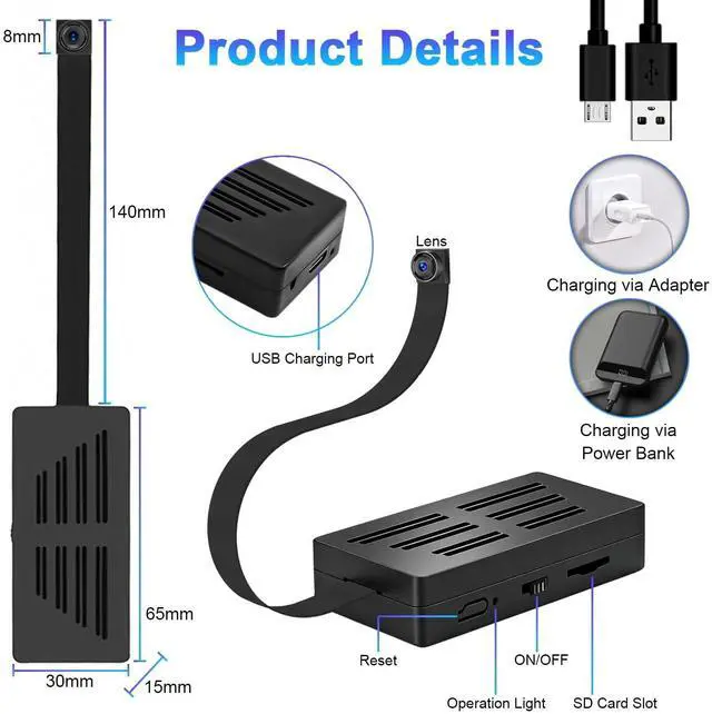 Alt view image 5 of 5 - Kryletxi 1080P Mini Video Camera, DIY Small Security Camera with Motion Detection, Portable Nanny Cam for Home Indoor Outdoor Use