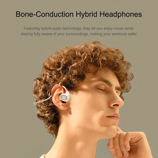 Alt view image 2 of 5 - SvyiLink Over Ear Headphone (Air Conduction HY30 Black),Wireless Bluetooth Sports Earbuds with Stereo Surround Sound, AI Noise Cancellation, Long-Lasting Battery Life, and Comfortable Wear.