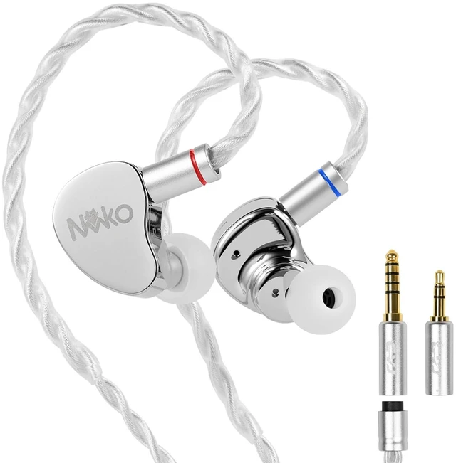 Main image of CVJ Neko IEM Wired Gaming Earbuds, 10mm Dynamic Driver HiFi in-Ear Monitors with 3.5 & 4.4mm Plugs, Deep Bass Headphones with Detachable Silver-Plated Cable for Audiophiles, Singers, Musicians-Sliver