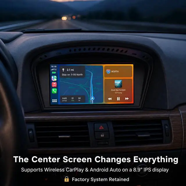 Alt view image 2 of 5 - XMOLINK 8.9" Classic Driver CarPlay & Android Auto for BMW 3/5 Series E90 E60 2009-2012 CIC, 4-Pin LVDS Heritage Cockpit Upgrade, iDrive Retained