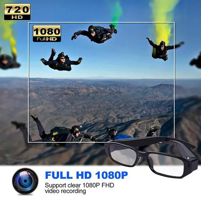 Alt view image 3 of 5 - Decumeby Camera Glasses, 1080P HD Video Recording Outdoor Sport Glasses, Wide Angle Lens, Intelligent Anti Shake, Support 128G Memory Card