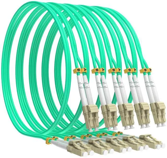 Main image of VIGTP Om3 Lc to Lc Fiber Patch Cable 10m 5 Pack, 10Gb Multi Mode Lc-Lc Fiber Optic Cable, OM3 Multimode Duplex 50/125m, Aqua LSZH MM Fiber Lc to Lc 10 Meters
