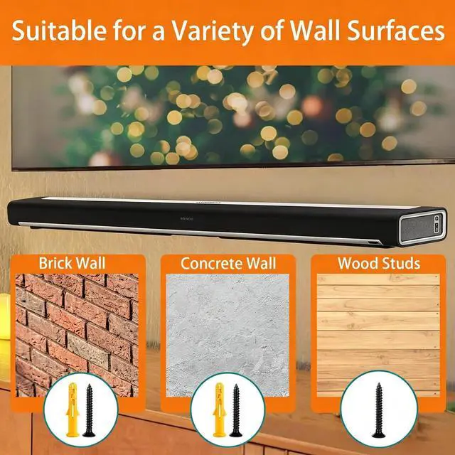 Alt view image 3 of 5 - Cinihi Heavy-Duty Soundbar Wall Mount for Sonos Playbar, Space Saving Wall Mount Bracket, Durable Metal Mounting Bracket for Sonos Playbar Mount, Under or Above TV, with Reducing Foam Pads