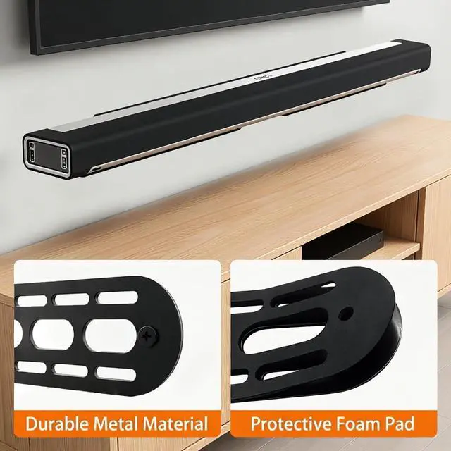 Alt view image 4 of 5 - Cinihi Heavy-Duty Soundbar Wall Mount for Sonos Playbar, Space Saving Wall Mount Bracket, Durable Metal Mounting Bracket for Sonos Playbar Mount, Under or Above TV, with Reducing Foam Pads