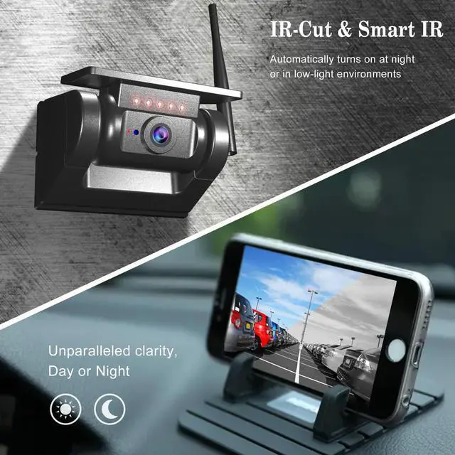 Alt view image 5 of 5 - WiFi Magnetic Solar Wireless Backup Camera, 10000mAh Rechargeable 1080P Rear View Camera for Truck RV Trailer Camper Car, Night Vision IP67 Waterproof, App for Phone iOS Android
