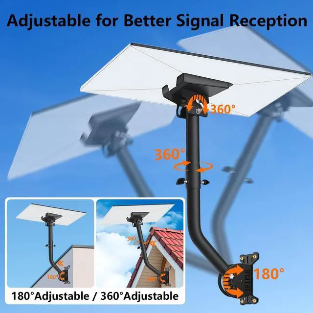 Alt view image 2 of 5 - iFirle Starlink Gen 3 Mount, 360 Adjustable Wall /Roof Mounting Kit, Reinforced, Rustproof, Weatherproof for Starlink Standard 4/4X/V3, Include Aluminium Gen 3 Pipe Adapter