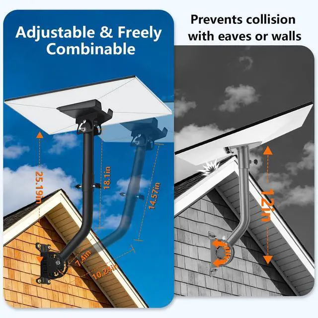 Alt view image 4 of 5 - iFirle Starlink Gen 3 Mount, 360 Adjustable Wall /Roof Mounting Kit, Reinforced, Rustproof, Weatherproof for Starlink Standard 4/4X/V3, Include Aluminium Gen 3 Pipe Adapter