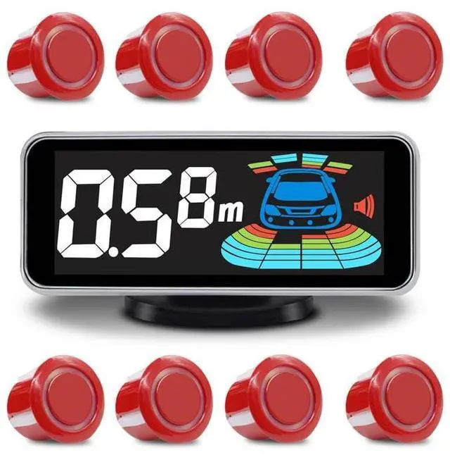 Main image of ELSNU Car Parking Sensors Kit Reverse Parktronic System Auto Electronics Vehicle Backup Assistant Reverse 8 Sensor (Red)