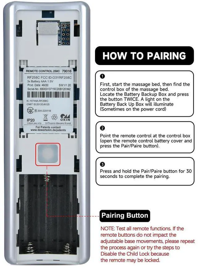 Alt view image 5 of 5 - MOVHEIYL RF358C Replacement Remote Control Compatible with Ease 1.0, for Tempur-Pedic Ease 2.0 Adjustable Beds