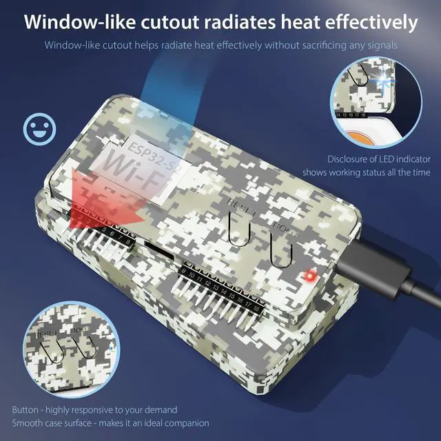 Alt view image 4 of 5 - Wi-Fi Developer Board for Flipper Zero with Protective Case - Digital Camo Gray
