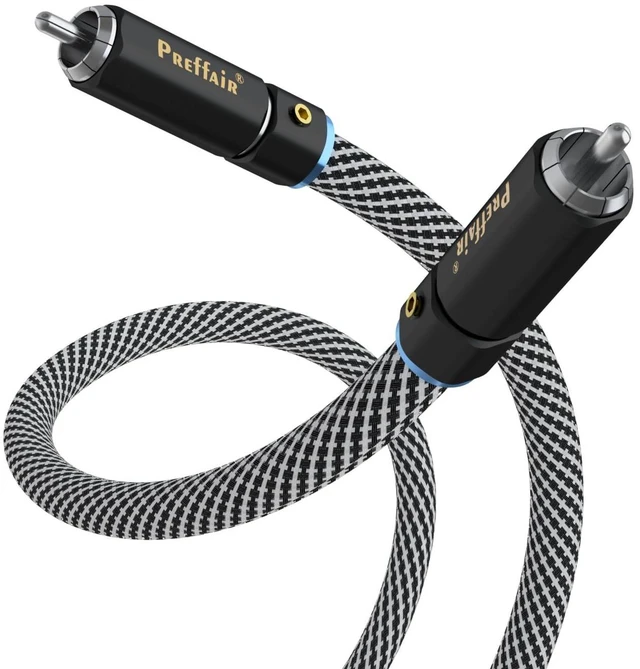 Main image of Preffair Audiophile 99.99998% 6N OCC Multiple Shielded RCA to RCA Subwoofer Cable, Nylon Braided Digtal Coaxial Audio Stereo Cord with Silver Plated Connectors. (3.3 Feet/1.0M)
