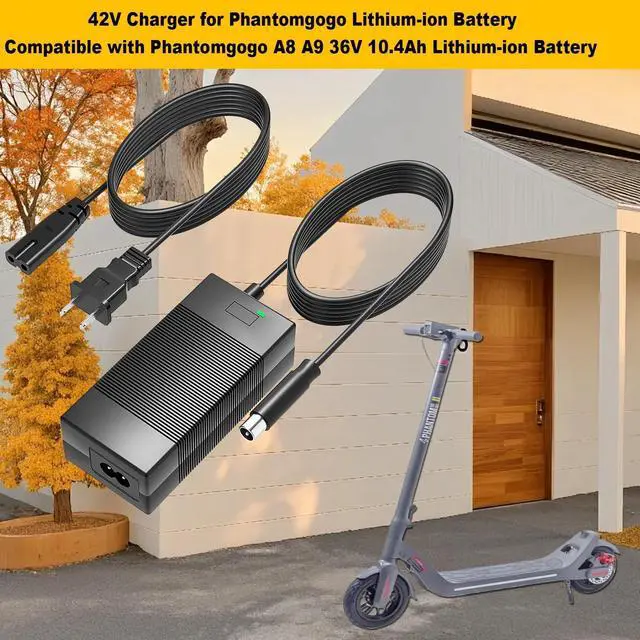 Alt view image 2 of 5 - 42V Charger for Phantomgogo Lithium-ion Battery Compatible with Phantomgogo A8 A9 36V 10.4Ah Lithium-ion Battery Power Adapter Cord Cable