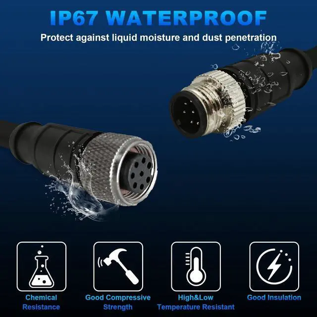 Alt view image 2 of 5 - GEOAOBLE 3.3Ft M12 8 Pin A Code Male to 8 Pin A Code Female Industrial Ethernet Cable High Flexible Shielded CAT6A Ethernet Cable for Industrial Camera Automation Application 1M