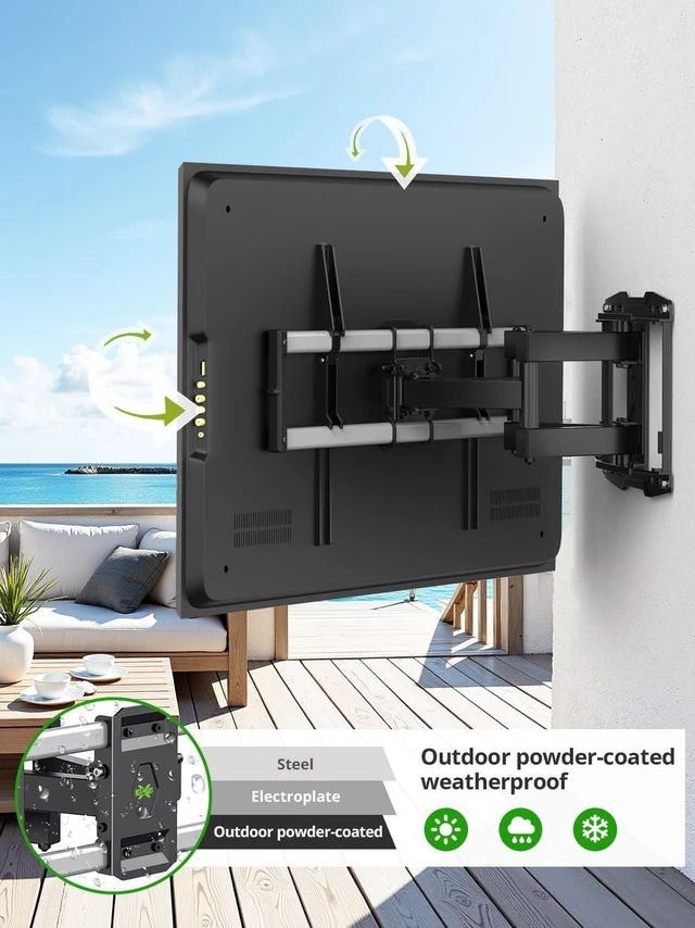 Alt view image 2 of 5 - Outdoor TV Wall Mount for 47-90" TVS, Full Motion Weatherproof TV Bracket