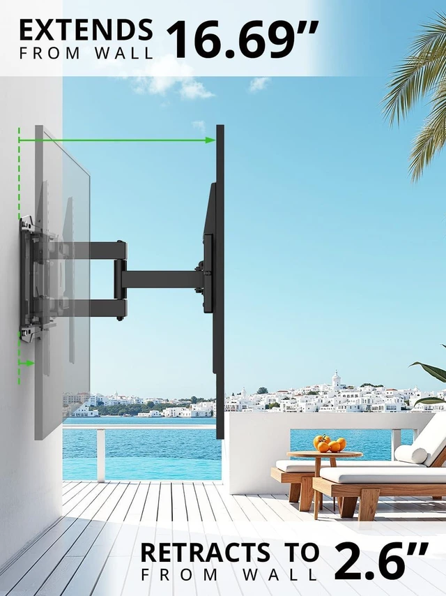 Alt view image 5 of 5 - Outdoor TV Wall Mount for 47-90" TVS, Full Motion Weatherproof TV Bracket