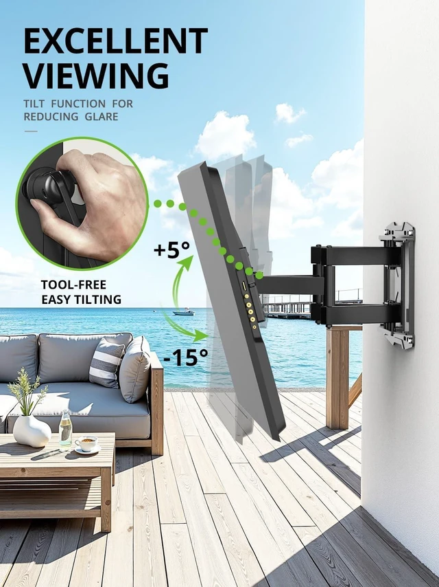 Alt view image 4 of 5 - Outdoor TV Wall Mount for 47-90" TVS, Full Motion Weatherproof TV Bracket