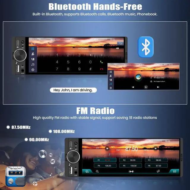 Alt view image 5 of 5 - Single Din Car Radio with Wireless CarPlay & Android Auto,6.28 Inch HD IPS Touchscreen Single Din Stereo with Bluetooth Backup Camera,Car Radio Supports Bluetooth/SWC/FM Radio/USB/TF