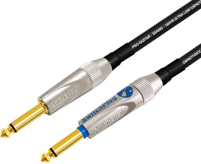 Alt view image 4 of 5 - 12 Foot - WBC-PRO-Guitar 20 AWG - Low-Cap (18pF/ft) Pro-Grade Graphite-Based - Dual-Shielded Guitar Bass Instrument Cable w/Amphenol Straight - Straight (Silent) Inch (6.35mm) Gold TS Plugs