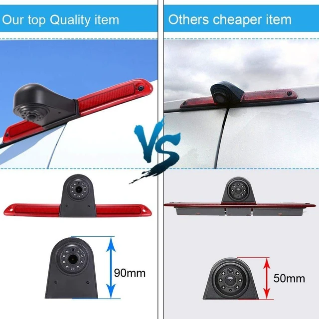 Alt view image 4 of 5 - 1280 * 720 Pixels Car Third Roof Brake Lamp Rear View Backup Camera Replacement for VW Crafter Caravelle 2007-2015 Mercedes Benz Sprinter W906 Waterproof Night Vision Parking Reverse Camera