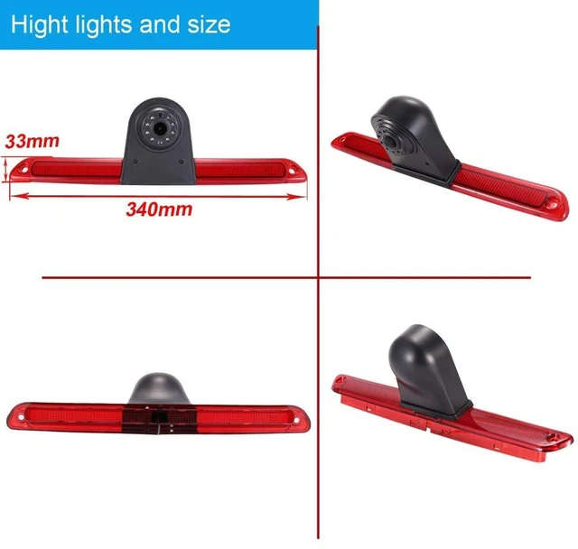Alt view image 5 of 5 - 1280 * 720 Pixels Car Third Roof Brake Lamp Rear View Backup Camera Replacement for VW Crafter Caravelle 2007-2015 Mercedes Benz Sprinter W906 Waterproof Night Vision Parking Reverse Camera
