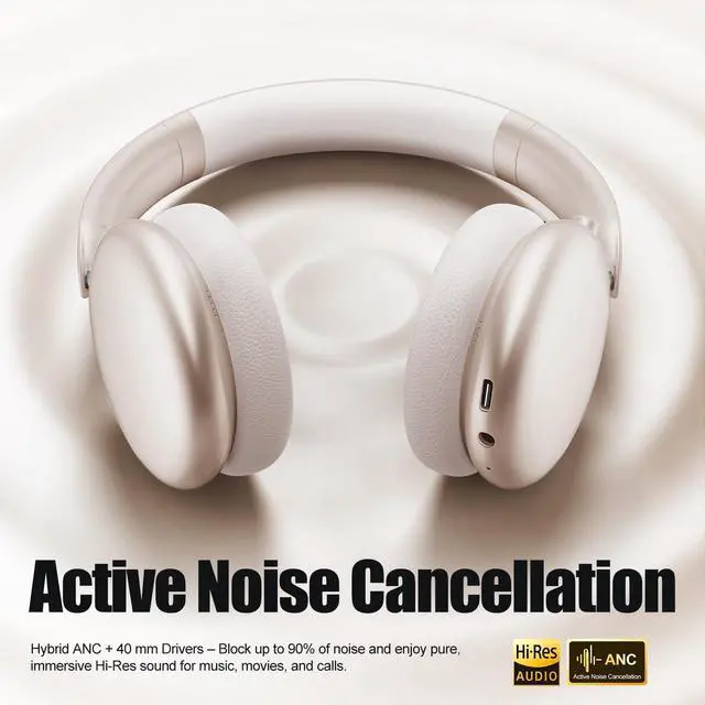 Alt view image 2 of 5 - Wentronic Y06 Noise Cancelling Headphones,58H Playtime and 5 EQ Music Modes Wireless Over Ear Bluetooth Headphones with Microphone,Lossless Audio,Multipoint Connection,Foldable,Lightweight,Star