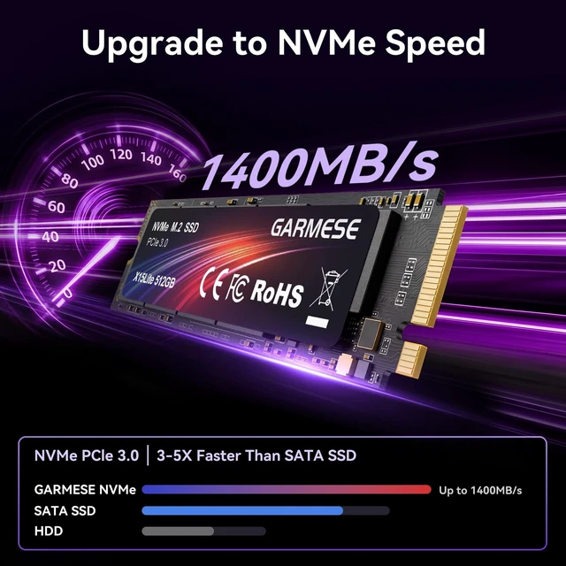 Alt view image 2 of 5 - GARMESE 512GB PCIe Gen3x4 NVMe M.2 2280 SSD, Up to 1800MB/s Read
