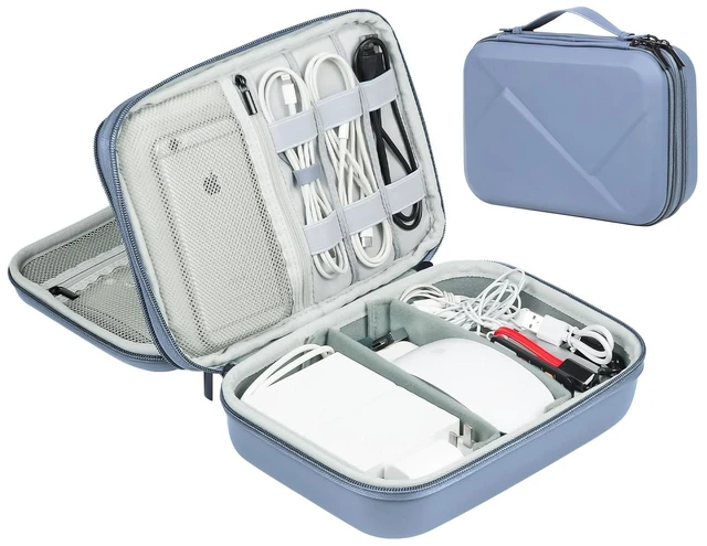 Main image of miloocul EVA Electronic Accessories Storage Case Large Shockproof Waterproof Storage Bag for Electronics Organizer Portable Cable Storage Bag for Travel or Work (Blue, Double Layer)