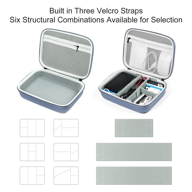 Alt view image 3 of 5 - miloocul EVA Electronic Accessories Storage Case Large Shockproof Waterproof Storage Bag for Electronics Organizer Portable Cable Storage Bag for Travel or Work (Blue, Double Layer)