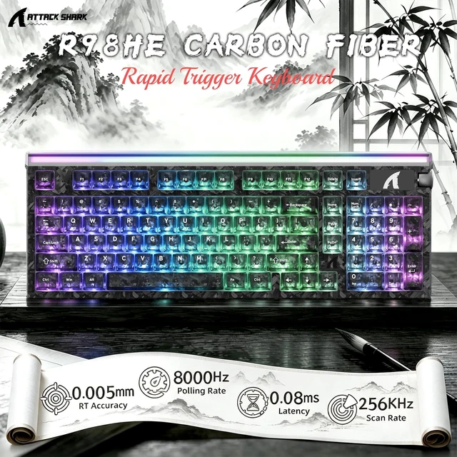Alt view image 2 of 5 - ATTACK SHARK R98 HE Wired RT 8K Mechanical RGB Gaming Keyboard-Black Ink