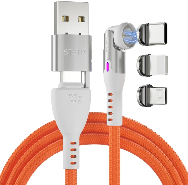 Main image of Statik 360 Pro Magnetic Charging Cable, USB-C Micro-USB iProduct Tips 100W