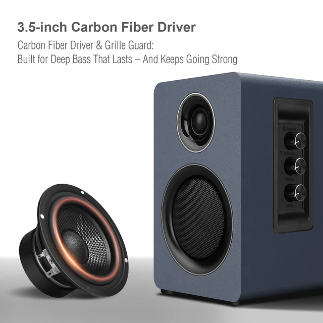Alt view image 2 of 5 - Computer Speakers, Bluetooth 5.3, USB-C, AUX/RCA, 3.5-Inch Woofer, Grey