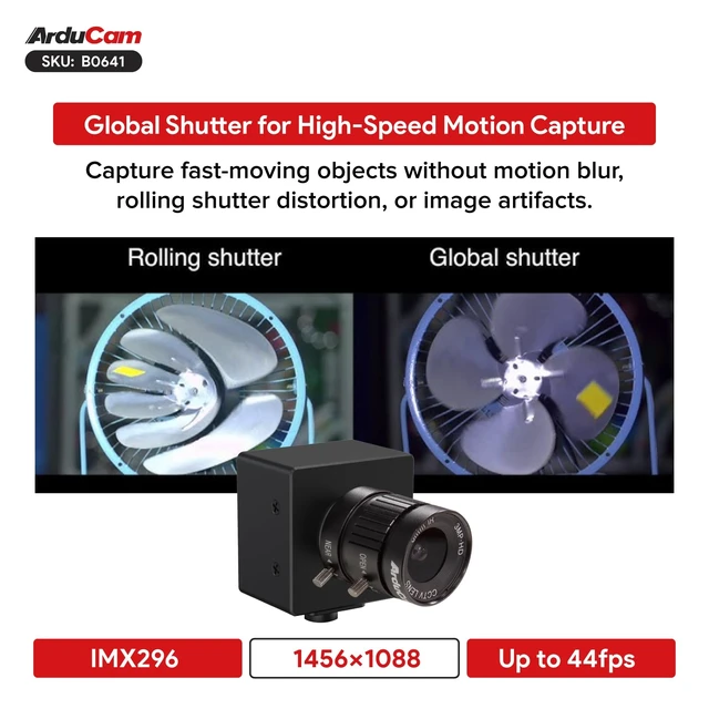 Alt view image 2 of 5 - Arducam 1.58MP IMX296 Monochrome Global Shutter USB 3.0 Camera Module, 44FPS High-Speed UVC Industrial Camera with 6mm CS Lens for Machine Vision, Industrial Automation, AI, Linux & Windows
