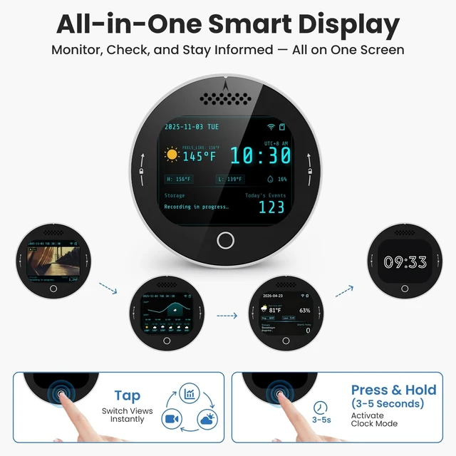 Alt view image 3 of 5 - SOLIOM 2K Window Camera, LCD Touchscreen,24/7 Recording, 2.4&5GHz WiFi