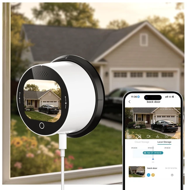 Main image of SOLIOM 2K Window Camera, LCD Touchscreen,24/7 Recording, 2.4&5GHz WiFi