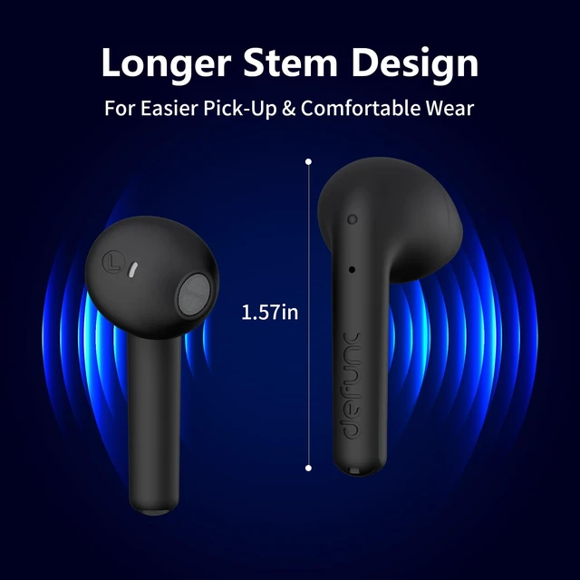 Alt view image 4 of 5 - Defunc True LITE II Wireless Earbuds Bluetooth 6.0, Semi in-Ear Headphones with ENC Clear Calls, Low Latency, 20H Playtime, IPX4 Waterproof, Comfortable Fit with AI App Support