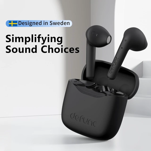 Alt view image 2 of 5 - Defunc True LITE II Wireless Earbuds Bluetooth 6.0, Semi in-Ear Headphones with ENC Clear Calls, Low Latency, 20H Playtime, IPX4 Waterproof, Comfortable Fit with AI App Support