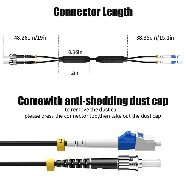Alt view image 3 of 5 - FiberPrime-Outdoor OS2 LC to ST Single Mode Fiber Patch Cable, 50FT/16M