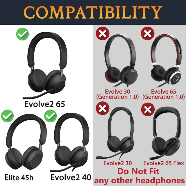 Alt view image 2 of 5 - SOULWIT Lambskin Ear Cushions for Jabra Evolve2 65, Elite 45h - Black