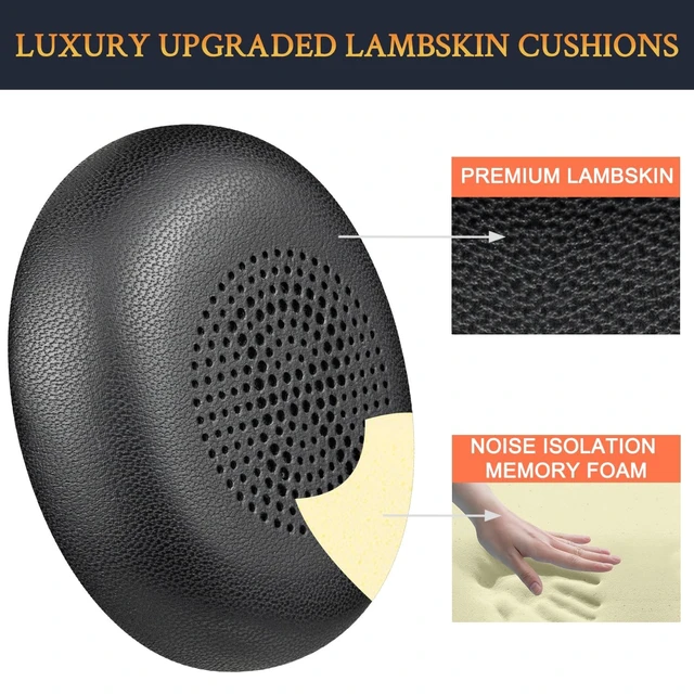 Alt view image 3 of 5 - SOULWIT Lambskin Ear Cushions for Jabra Evolve2 65, Elite 45h - Black