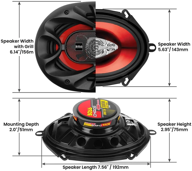 Alt view image 4 of 5 - BOSS Audio Systems CH5730 5 x 7 Car Speakers, 300 Watts Per Pair, 3 Way