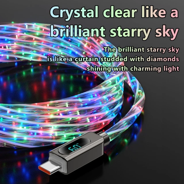 Alt view image 5 of 5 - Light Up USB-C Cable 2Pack 6.6ft LED Charger RGB USBC to USBC Charging Cord