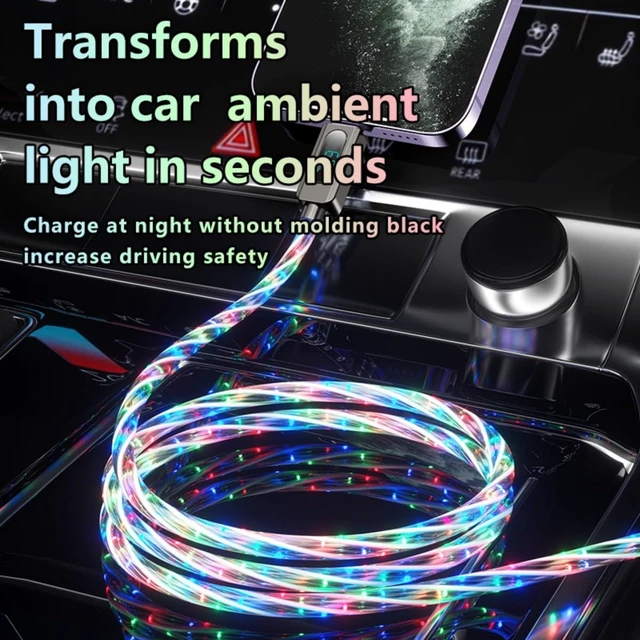 Alt view image 3 of 5 - Light Up USB-C Cable 2Pack 6.6ft LED Charger RGB USBC to USBC Charging Cord