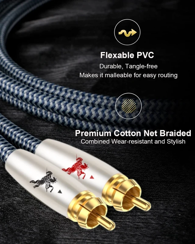 Alt view image 4 of 5 - Impeto Premium Digital Coaxial Audio Cable ^^ S/PDIF, 5m/16.4ft, 24K Gold-Plated, Compatible with Soundbar/TV/AVR/PS5/Xbox
