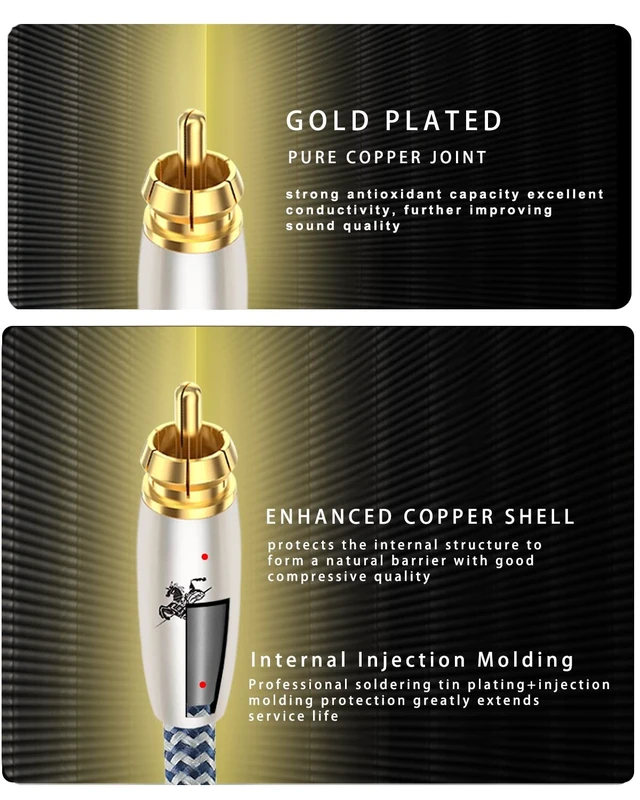 Alt view image 3 of 5 - Impeto Premium Digital Coaxial Audio Cable ^^ S/PDIF, 5m/16.4ft, 24K Gold-Plated, Compatible with Soundbar/TV/AVR/PS5/Xbox