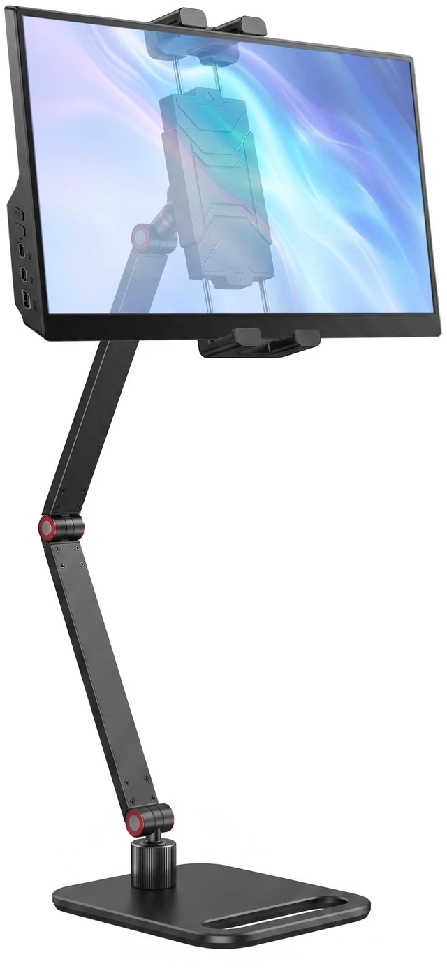 Main image of ZVOIYKM Portable Monitor Stand (1.5kg/6.5lb Max Load) with Thickened Base, 360 Adjustable Dual Arm Mount, Dual Arms Extend up to a Maximum of 40cm, Compatible iPad and Portable Screen 6-17 Inch