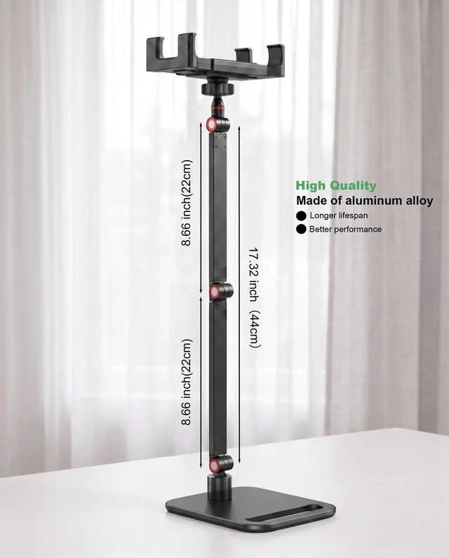 Alt view image 5 of 5 - ZVOIYKM Portable Monitor Stand (1.5kg/6.5lb Max Load) with Thickened Base, 360 Adjustable Dual Arm Mount, Dual Arms Extend up to a Maximum of 40cm, Compatible iPad and Portable Screen 6-17 Inch