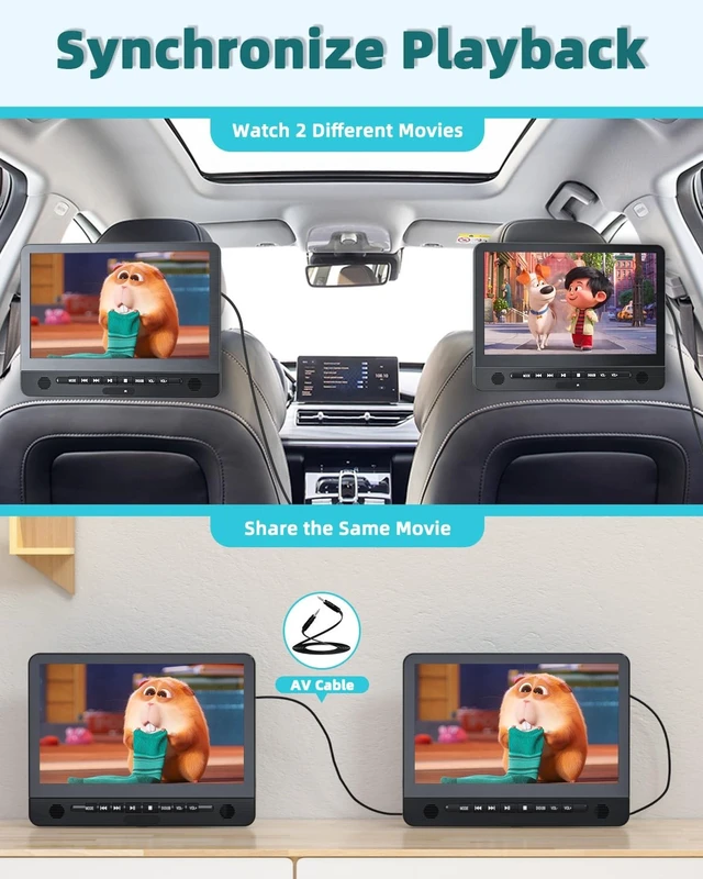 Alt view image 4 of 5 - Desobry 12.5'' Dual Screen Car Headrest Back Seat Entertainment System
