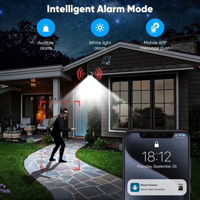 Alt view image 5 of 5 - Poyasilon 2-Pack Solar Security Cameras Wireless Outdoor,2K Solar Camera Wireless for Home Color Night Vision Two-Way Talk Two Spotlights,Cloud/SD Only 2.4GHz WiFi