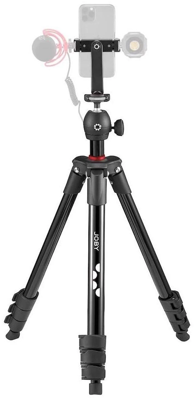 Main image of JOBY Compact Light Kit, Smartphone/Camera Tripod with Ball Head, Universal Smartphone Holder, Carrying Bag, for CSC, DSLR, Mirrorless Camera, Smartphone, Colour: Black, 1.5 Kg Capacity