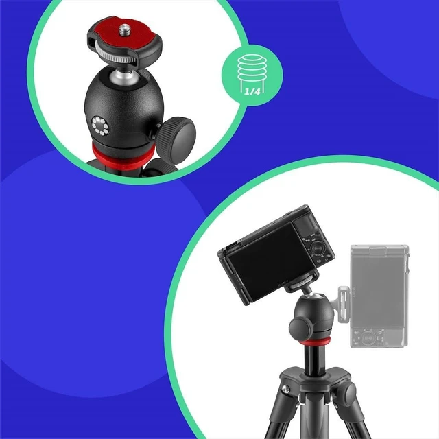 Alt view image 2 of 5 - JOBY Compact Light Kit, Smartphone/Camera Tripod with Ball Head, Universal Smartphone Holder, Carrying Bag, for CSC, DSLR, Mirrorless Camera, Smartphone, Colour: Black, 1.5 Kg Capacity